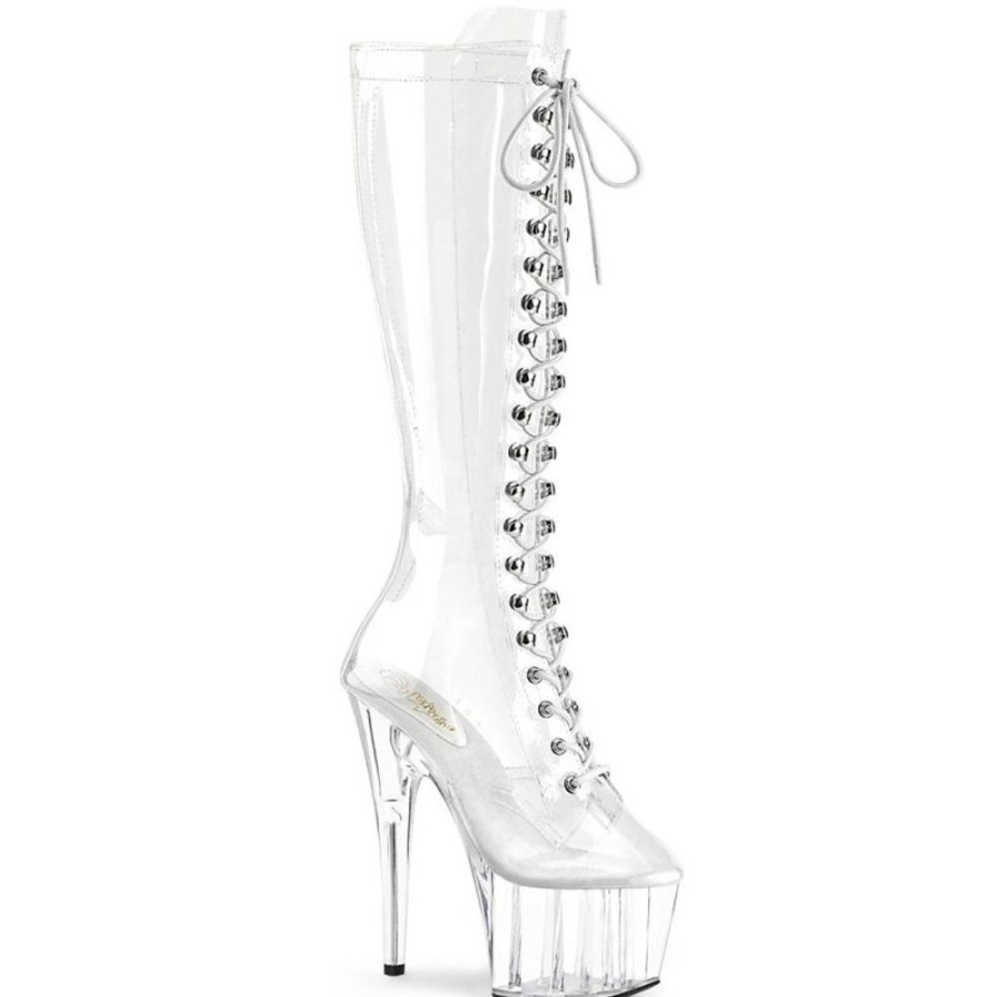 High Heels Pleaser | Pleaser Adore-2020C Plateau Stiefel Transparent