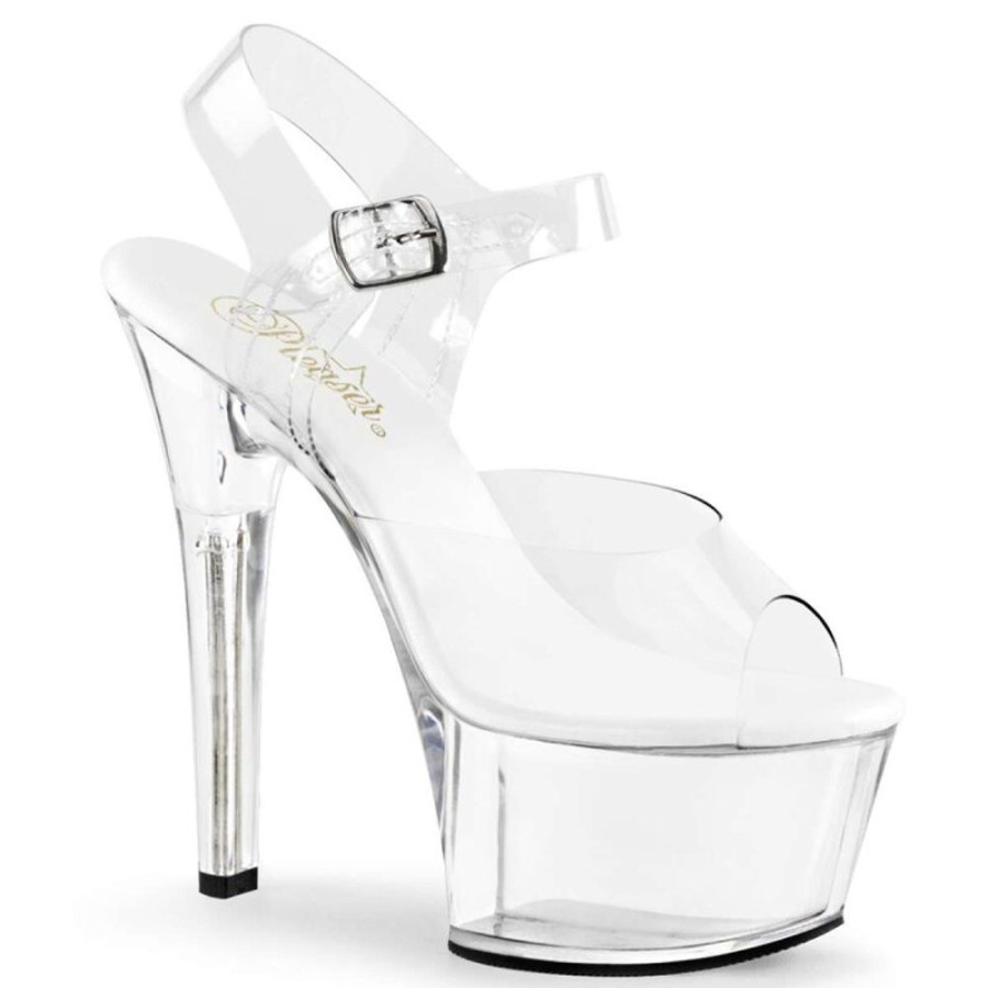 High Heels Pleaser | Pleaser Sandalette Aspire-608 Transparent Silber