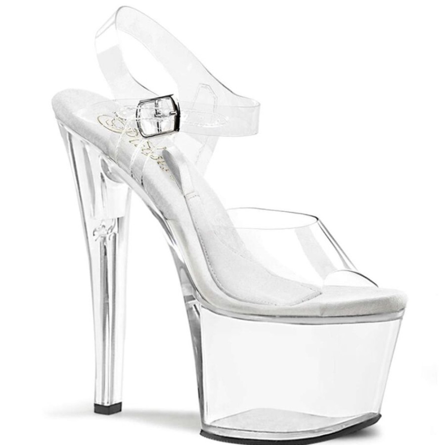 High Heels Pleaser | Pleaser Sandalette Treasure-708 Transparent Silber