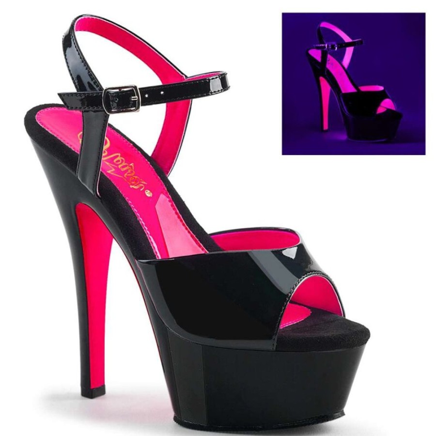 High Heels Pleaser | Pleaser Sandalette Kiss-209Tt Schwarz Neon-Pink