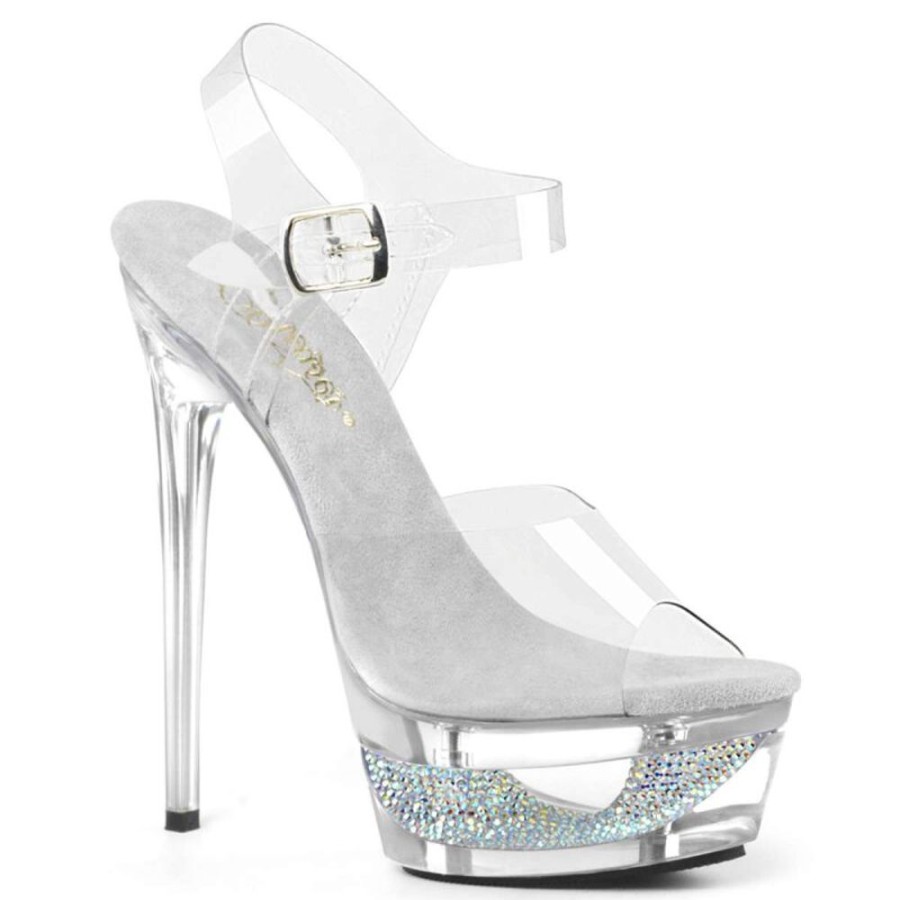 High Heels Pleaser | Pleaser Sandalette Eclipse-608Dm Transparent Silber