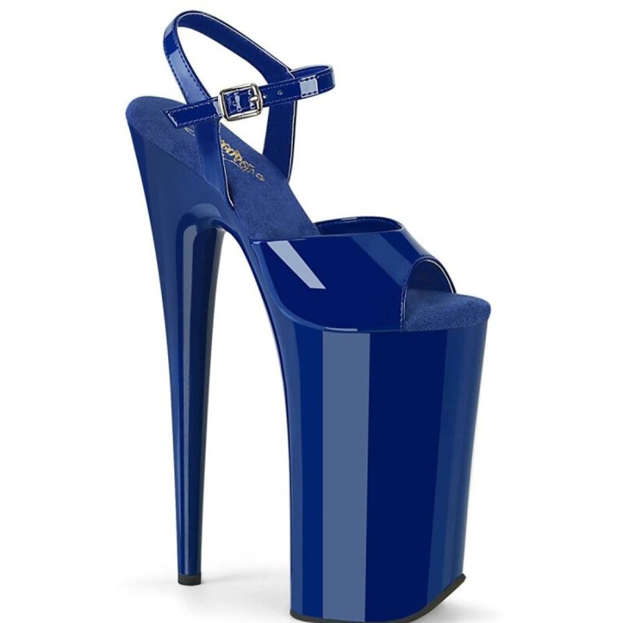 High Heels Pleaser | Pleaser Beyond-009 Plateau Sandaletten Lack Blau