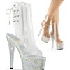 High Heels Pleaser | Pleaser Stiefelette Bejeweled-1018Dm-7 Transparent Silber Strass