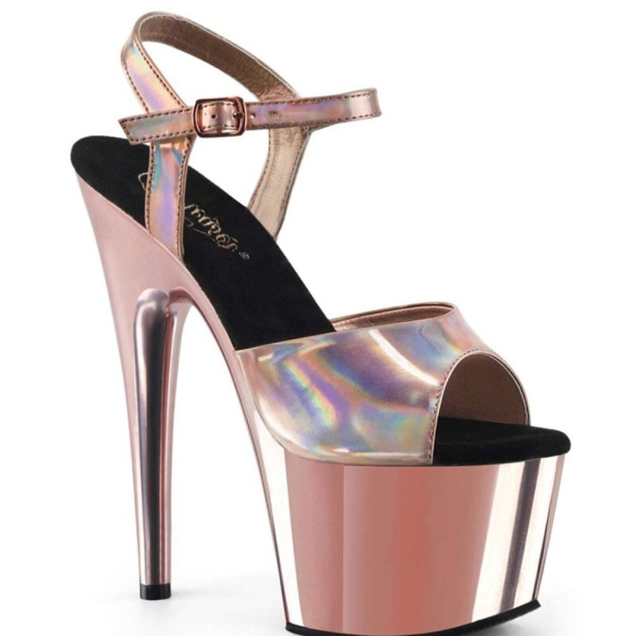 High Heels Pleaser | Pleaser Sandalette Adore-709Hgch Rose-Gold Hologram Chrom