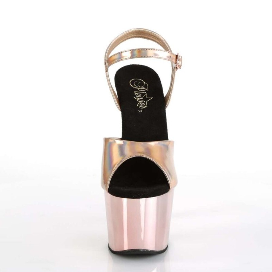 High Heels Pleaser | Pleaser Sandalette Adore-709Hgch Rose-Gold Hologram Chrom