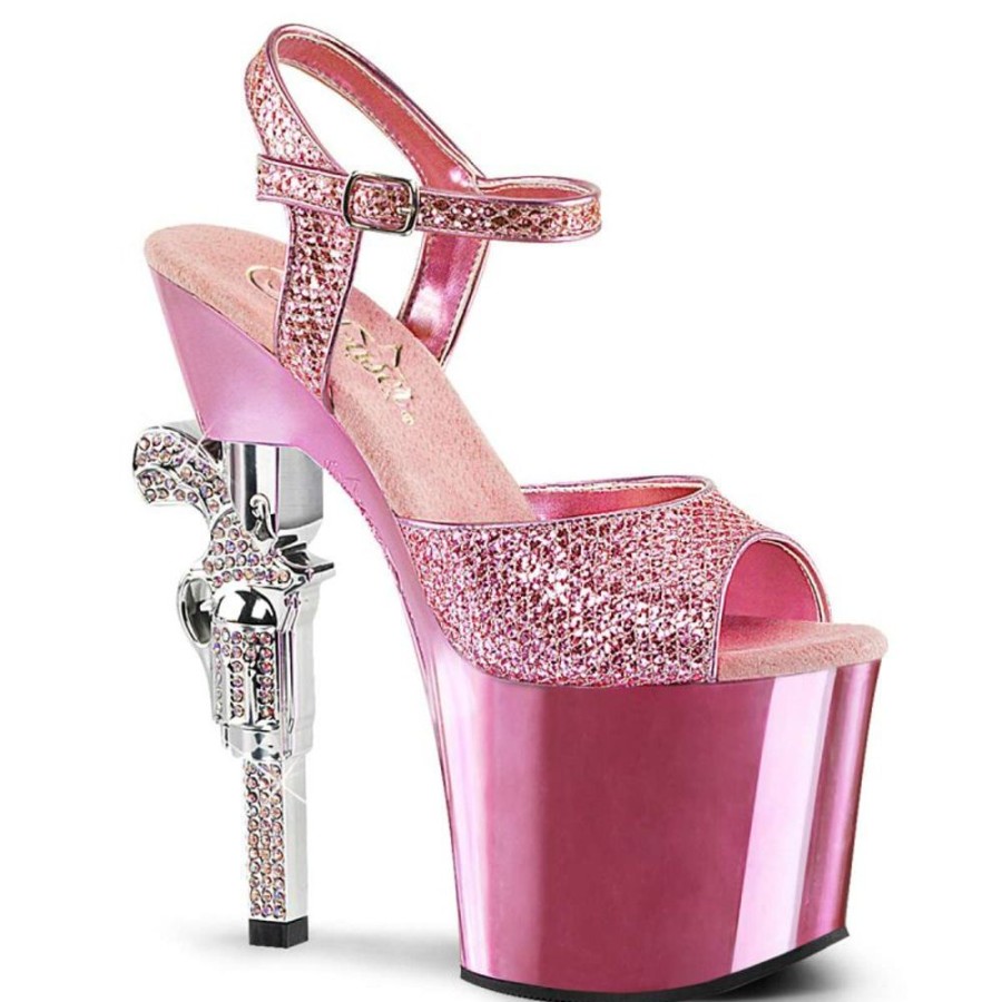 High Heels Pleaser | Pleaser Sandalette Revolver-709G Pink Multi Glitter