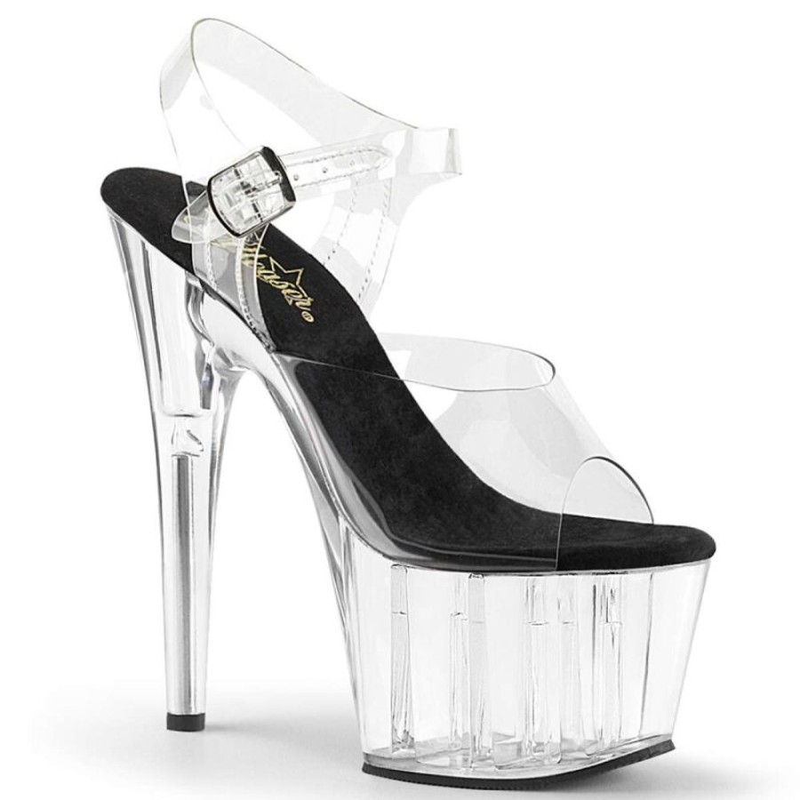 High Heels Pleaser | Pleaser Sandalette Adore-708 Transparent Schwarz