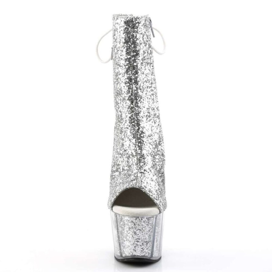 High Heels Pleaser | Pleaser Stiefelette Adore-1018G Silber Glitter