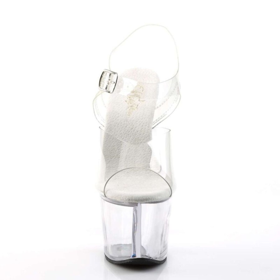 High Heels Pleaser | Pleaser Sandalette Sky-308 Transparent Silber