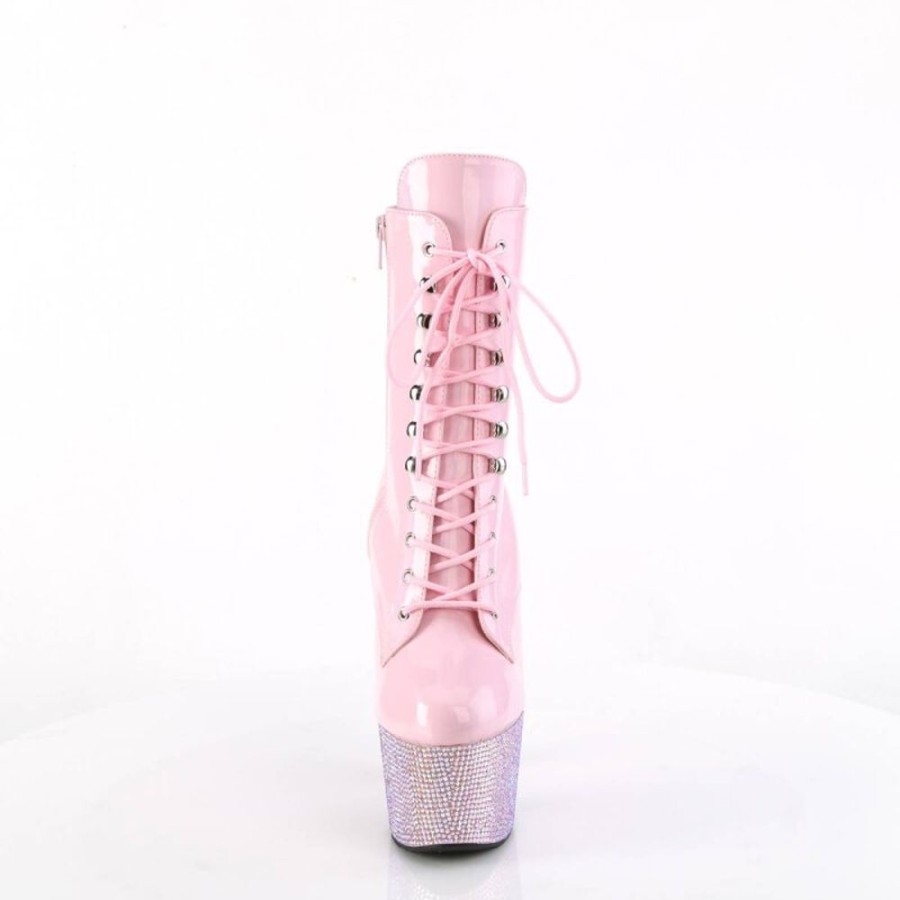 High Heels Pleaser | Pleaser Bejeweled-1020-7 Plateau Stiefeletten Holo Strass Rosa