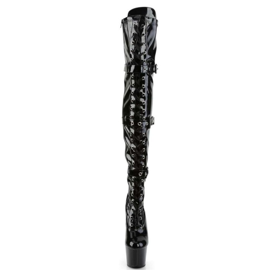 High Heels Pleaser | Pleaser Overknee Stiefel Adore-3028 Schwarz