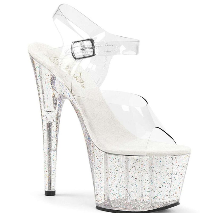 High Heels Pleaser | Pleaser Sandalette Adore-708Mg Transparent Silber