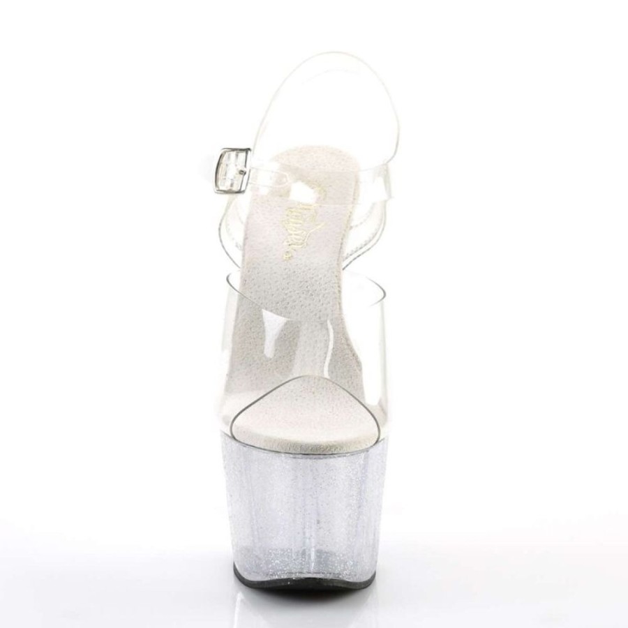 High Heels Pleaser | Pleaser Sandalette Adore-708Mg Transparent Silber