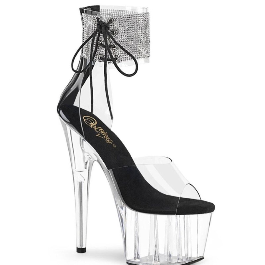 High Heels Pleaser | Pleaser Adore-724Rs Plateau Sandaletten Strass Transparent