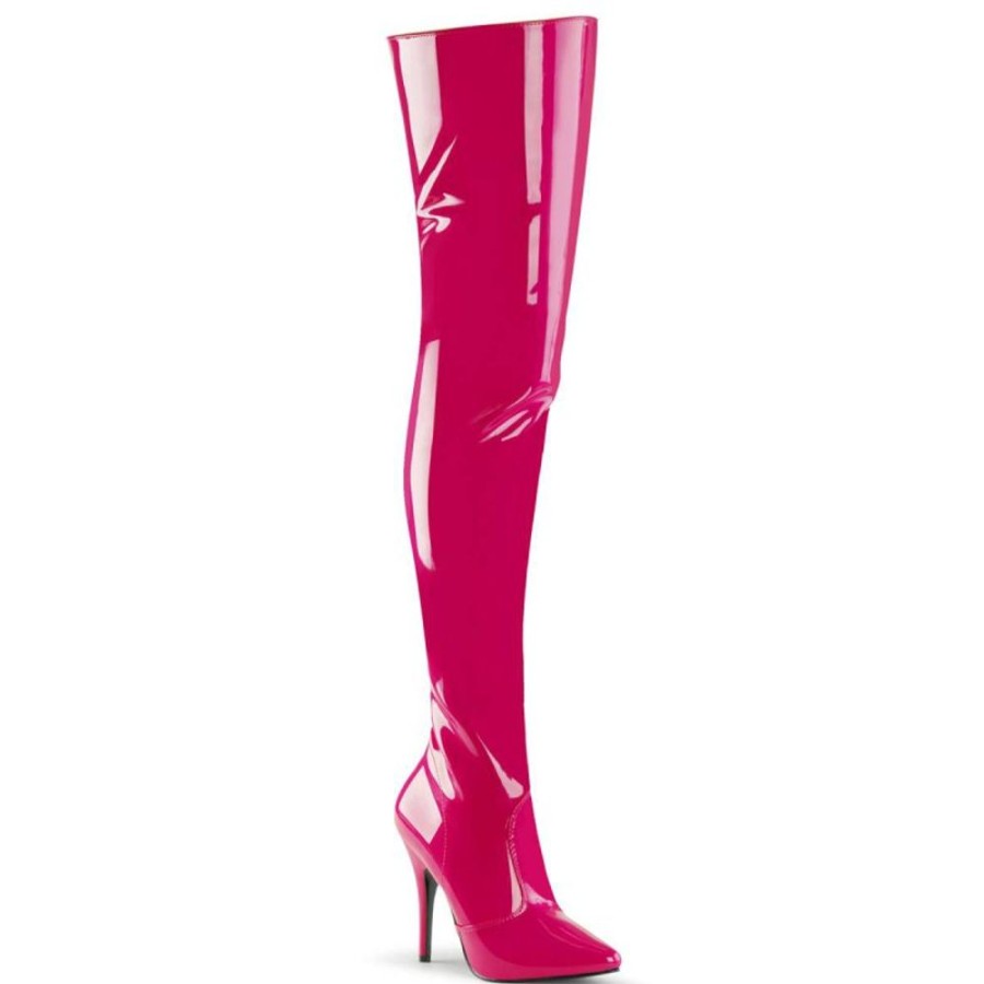 High Heels Pleaser | Pleaser Seduce-3010 Overknee Stiefel Lack Pink