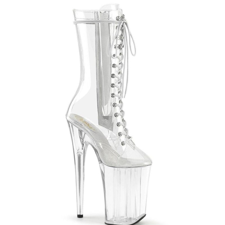 High Heels Pleaser | Pleaser Infinity-1050C Plateau Stiefeletten Transparent