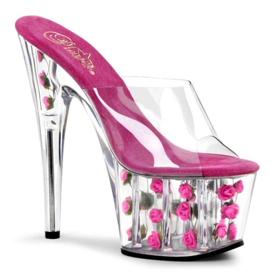 High Heels Pleaser | Pleaser Pantolette Adore-701Fl Transparent Pink