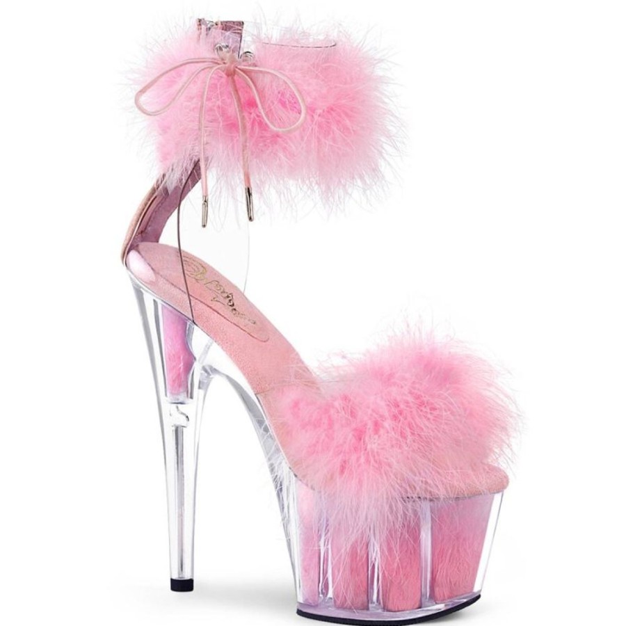 High Heels Pleaser | Pleaser Adore-724F Plateau Sandaletten Transparent Rosa