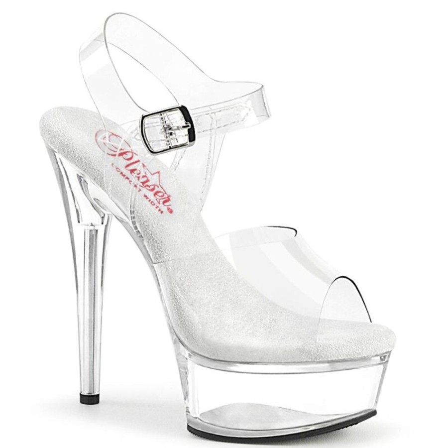 High Heels Pleaser | Pleaser Excite-608 Plateau Sandaletten Transparent