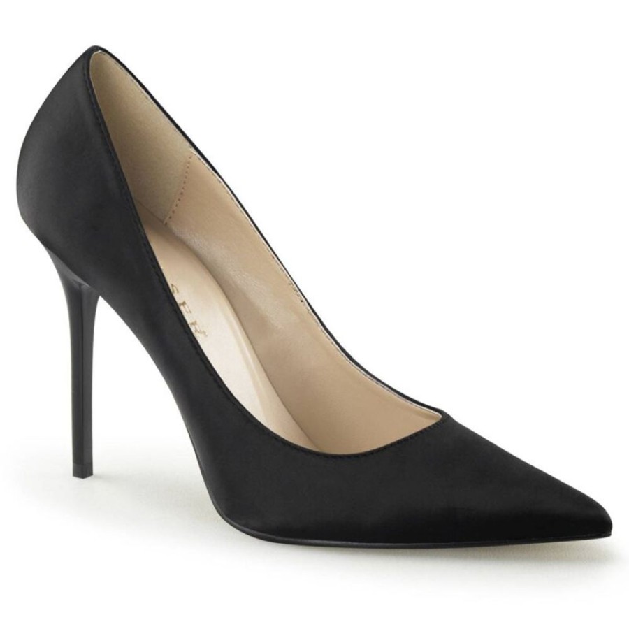 High Heels Pleaser | Pleaser Classique-20 Pumps Schwarz Satin