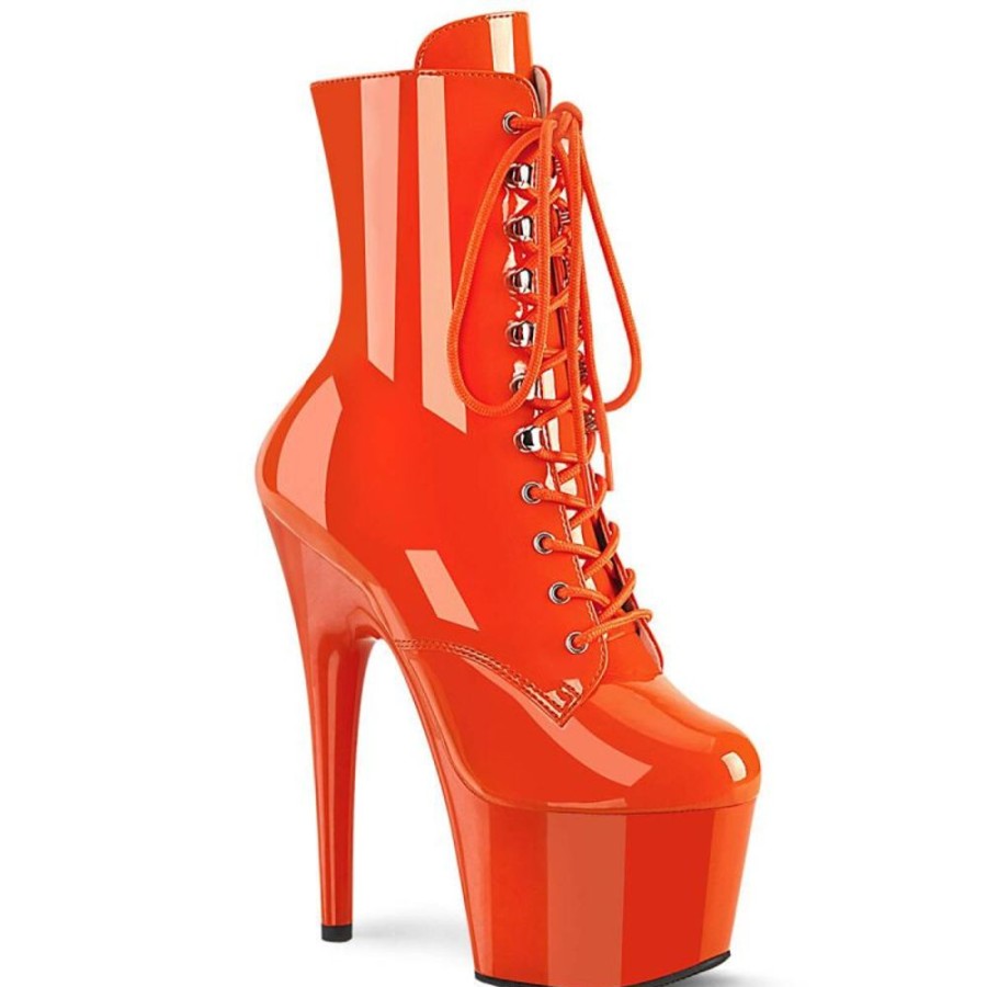 High Heels Pleaser | Pleaser Adore-1020 Plateau Stiefeletten Lack Orange