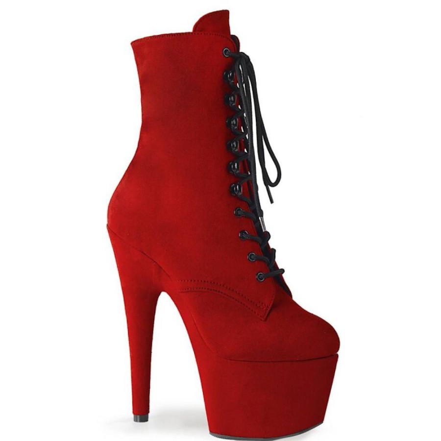 High Heels Pleaser | Pleaser Adore-1020Fs Plateau Stiefeletten Kunstliches Wildleder Rot