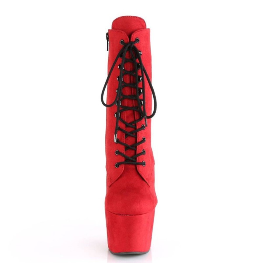 High Heels Pleaser | Pleaser Adore-1020Fs Plateau Stiefeletten Kunstliches Wildleder Rot