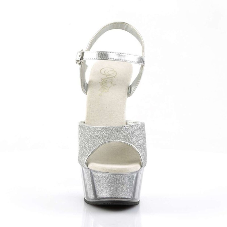 High Heels Pleaser | Pleaser Sandalette Delight-609-5G Silber Glitter