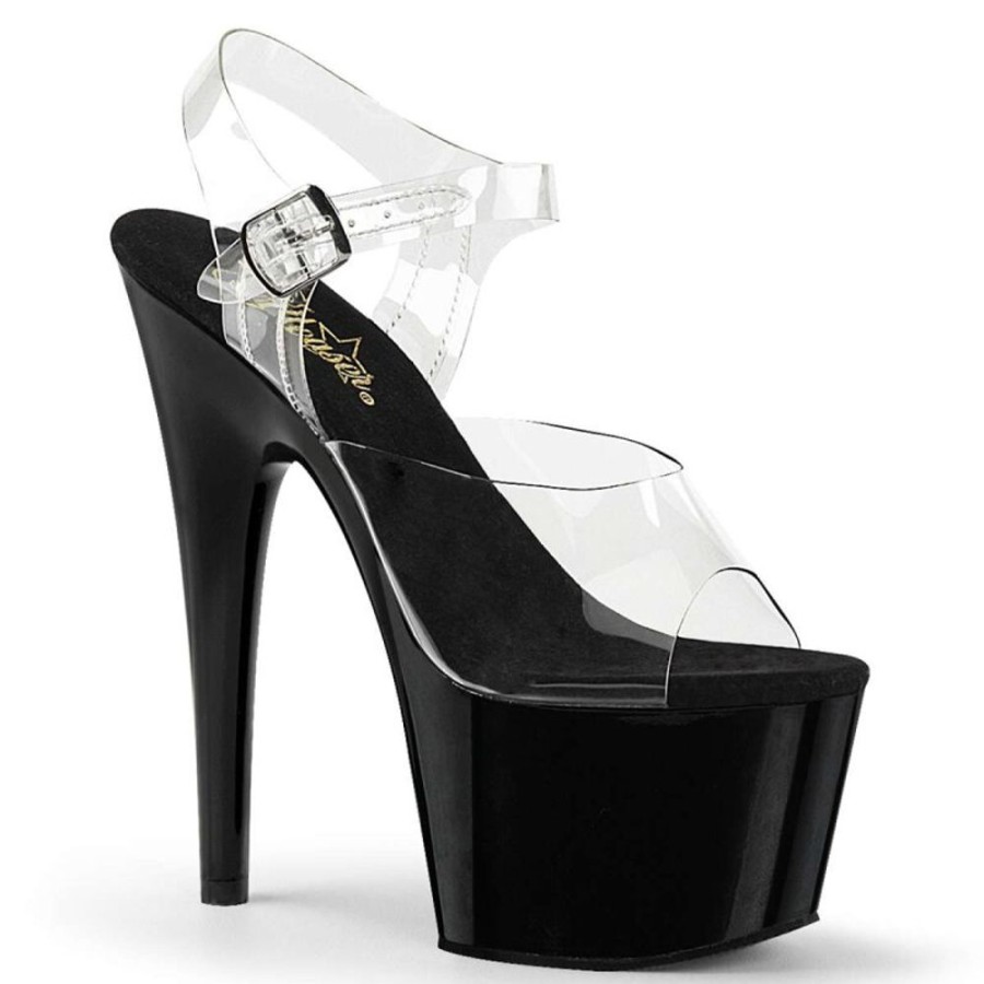 High Heels Pleaser | Pleaser Sandalette Adore-708 Transparent Schwarz