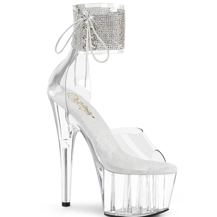 High Heels Pleaser | Pleaser Adore-724Rs Plateau Sandaletten Strass Transparent