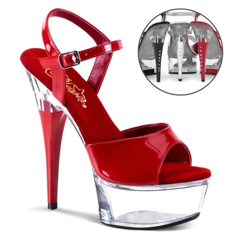 High Heels Pleaser | Pleaser Sandalette Captiva-609 Transparent Rot