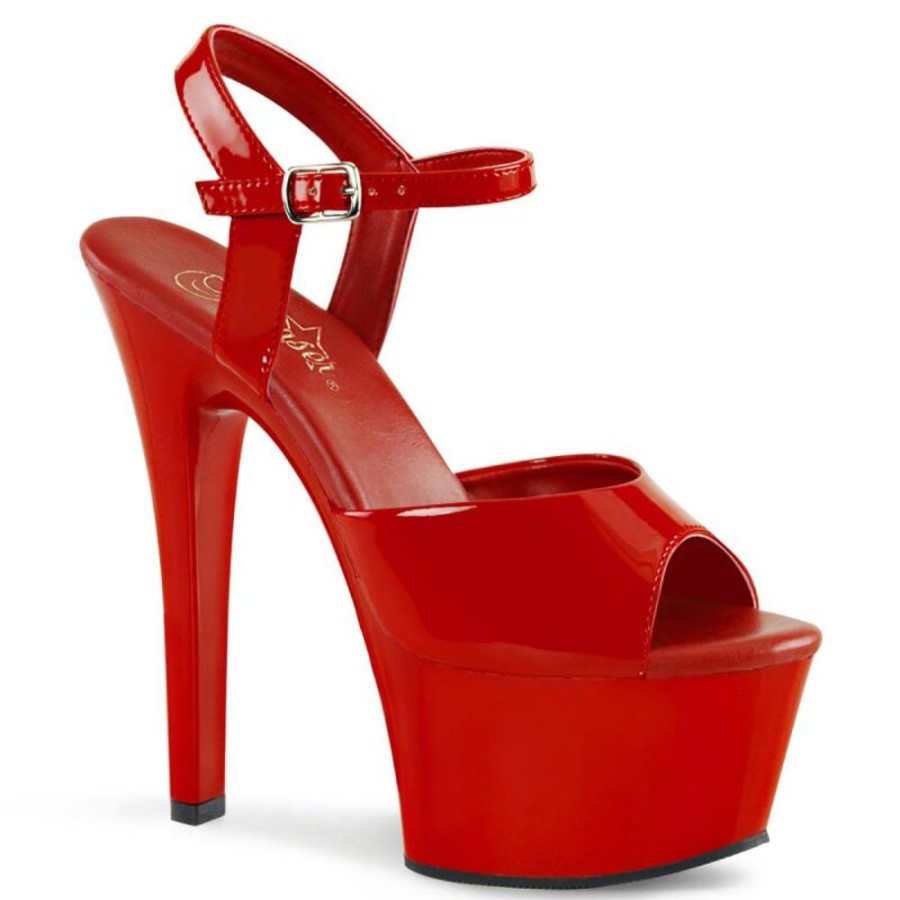 High Heels Pleaser | Pleaser Aspire-609 Plateau Sandaletten Lack Rot