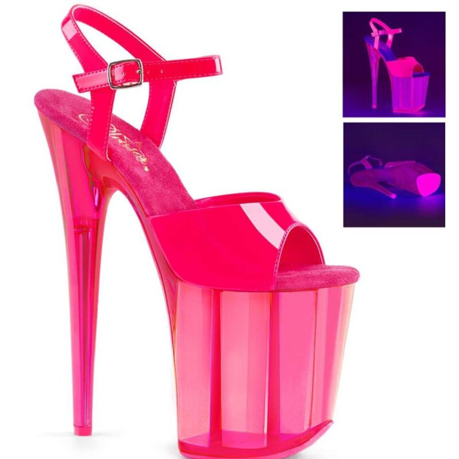 High Heels Pleaser | Pleaser Sandalette Flamingo-809Uvt Neon-Pink