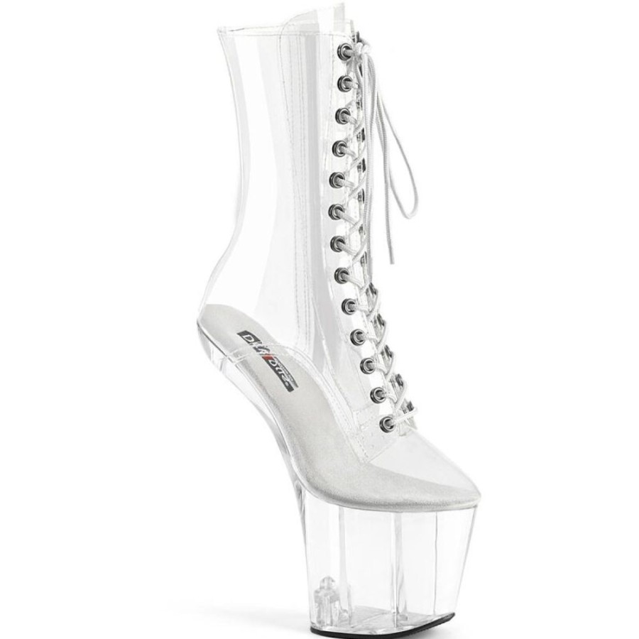 High Heels Pleaser | Pleaser Craze-1040C Plateau Stiefeletten Transparent