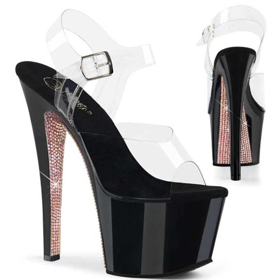 High Heels Pleaser | Pleaser Sandalette Sky-308Crs Transparent Schwarz