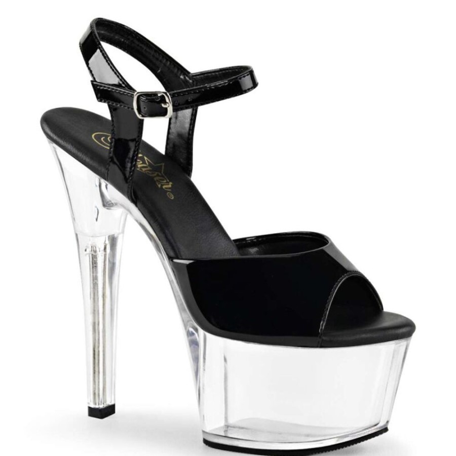 High Heels Pleaser | Pleaser Sandalette Aspire-609 Schwarz Transparent