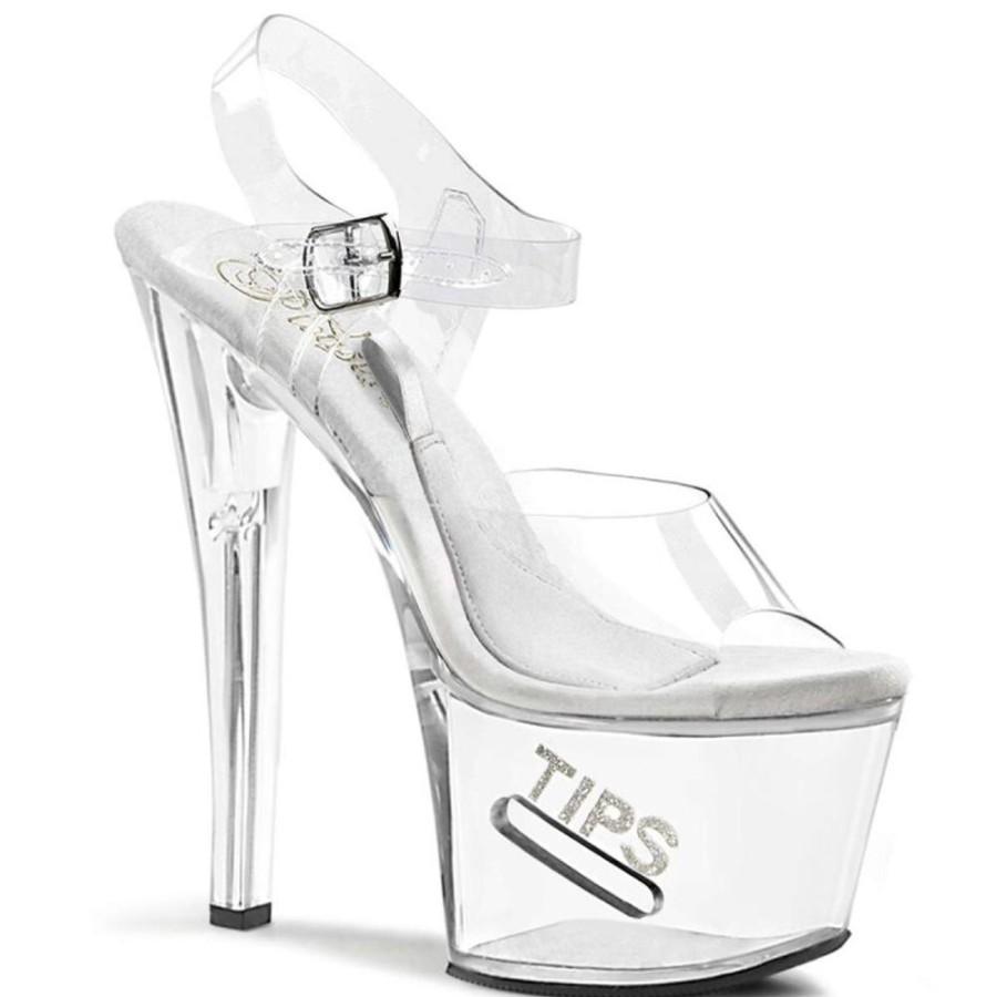 High Heels Pleaser | Pleaser Sandalette Tipjar-708-5 Transparent Silber