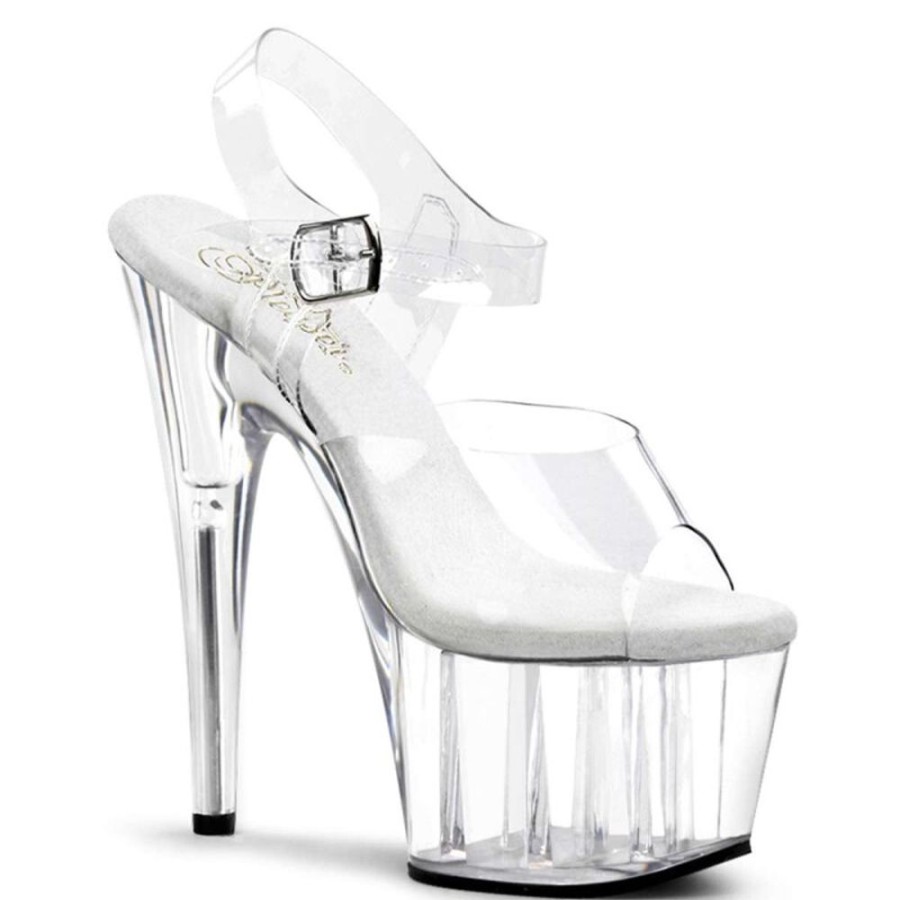 High Heels Pleaser | Pleaser Sandalette Adore-708 Transparent Silber