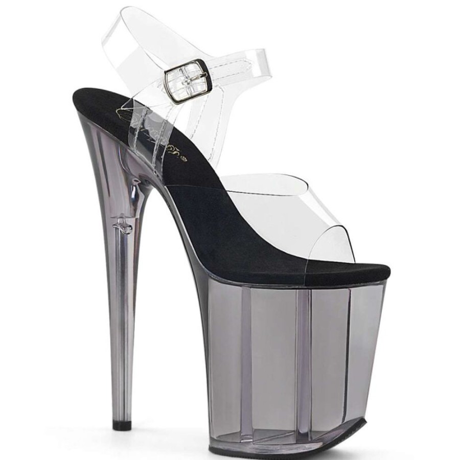 High Heels Pleaser | Pleaser Sandalette Flamingo-808T Transparent Silber Smoke