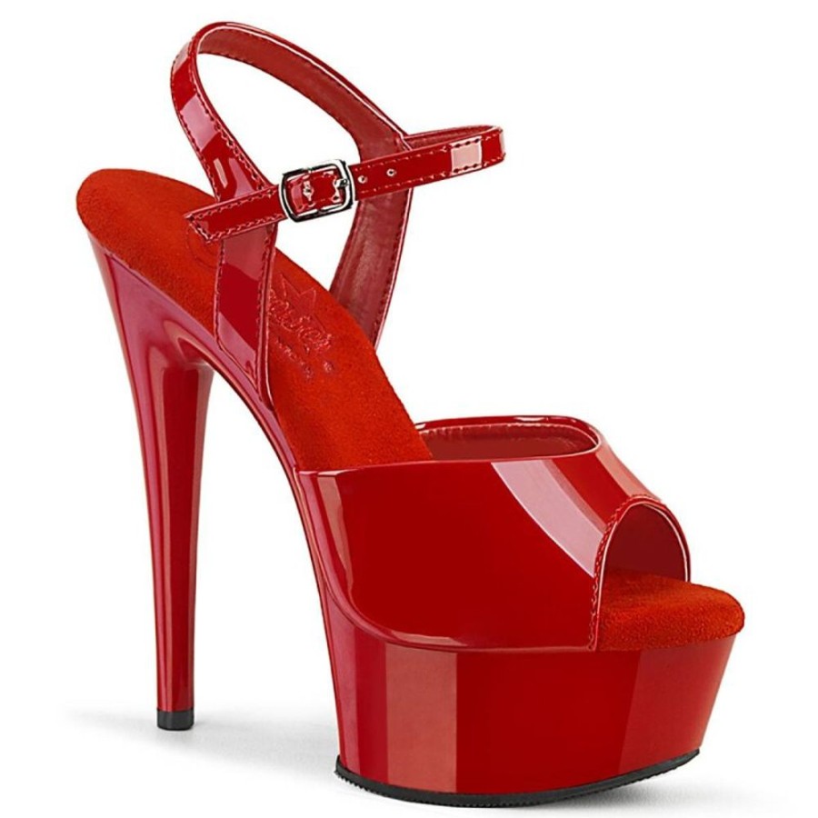 High Heels Pleaser | Pleaser Excite-609 Plateau Sandaletten Lack Rot