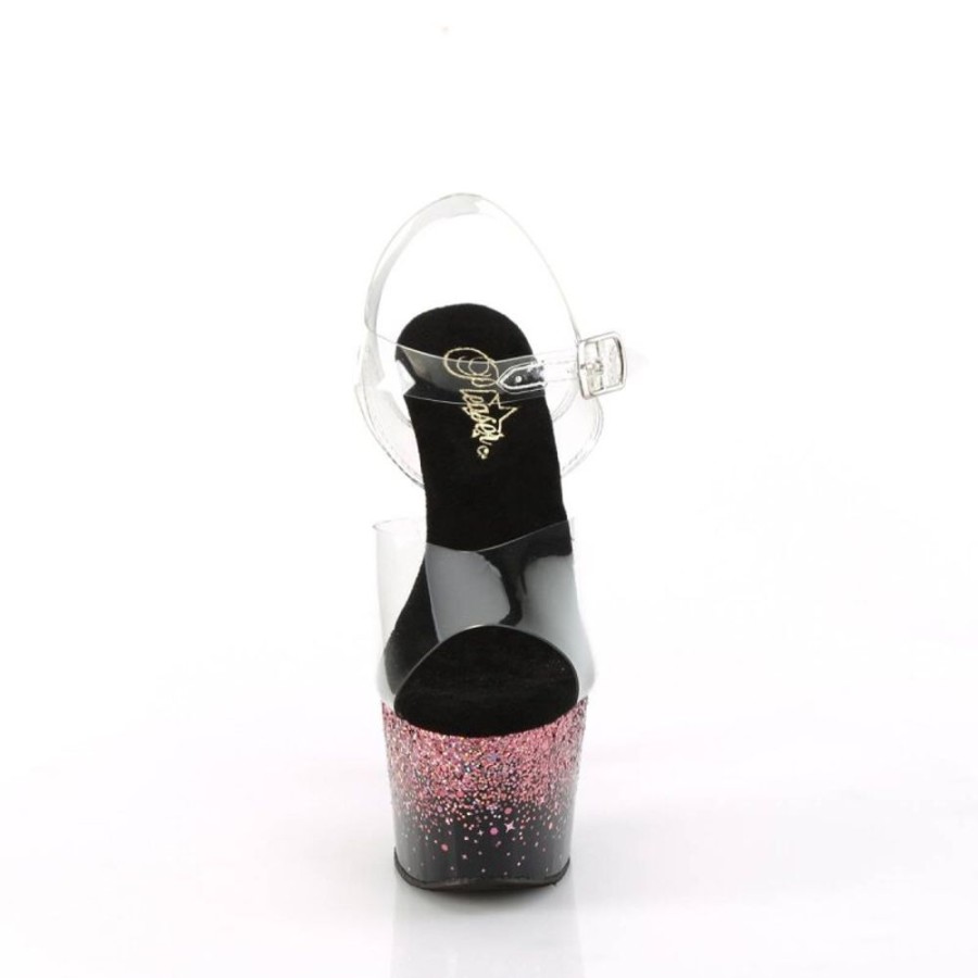 High Heels Pleaser | Pleaser Adore-708Ss Plateau Sandaletten Glitter Transparent Pink