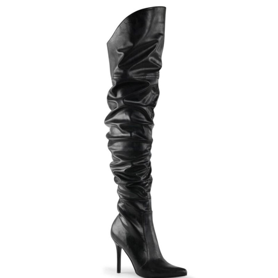 High Heels Pleaser | Pleaser Classique-3011 Overknee Stiefel Kunstleder Schwarz