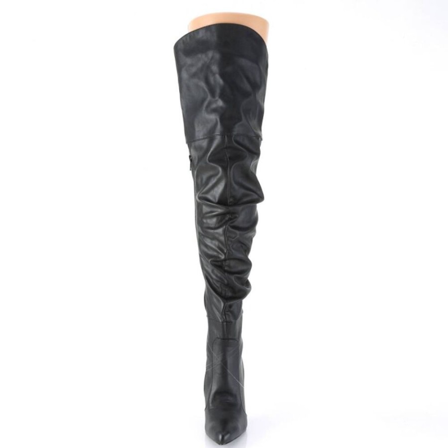 High Heels Pleaser | Pleaser Classique-3011 Overknee Stiefel Kunstleder Schwarz