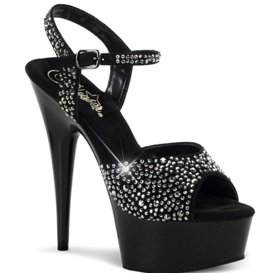 High Heels Pleaser | Pleaser Sandalette Delight-609Rs Schwarz Silber