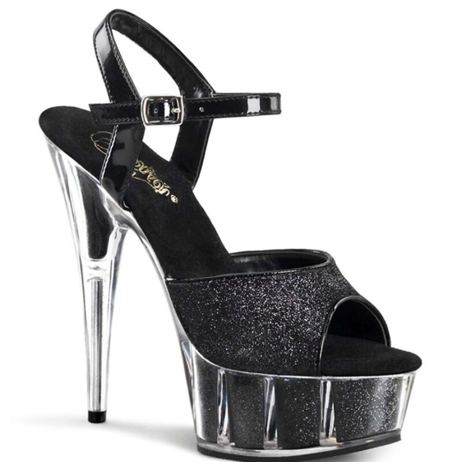 High Heels Pleaser | Pleaser Sandalette Delight-609-5G Schwarz Glitter