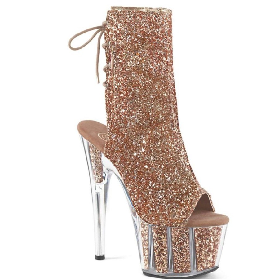 High Heels Pleaser | Pleaser Stiefelette Adore-1018G Rose-Gold Glitter