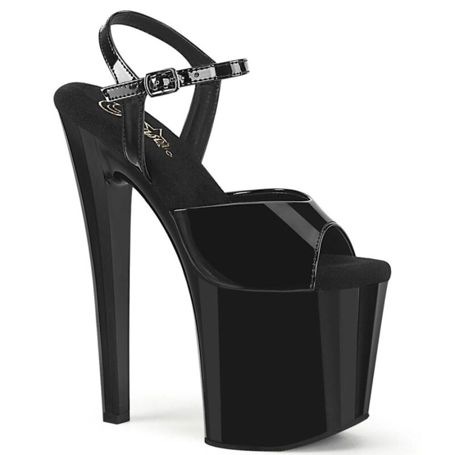 High Heels Pleaser | Pleaser Enchant-709 Plateau Sandaletten Lack Schwarz