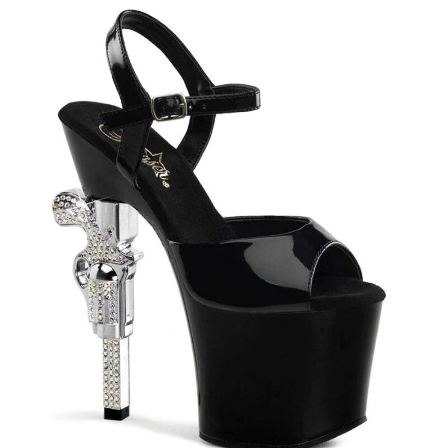 High Heels Pleaser | Pleaser Sandalette Revolver-709 Schwarz