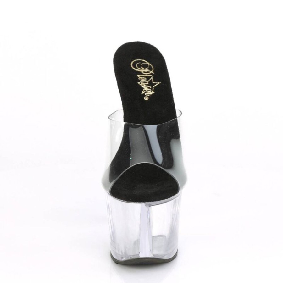 High Heels Pleaser | Pleaser Sky-301 Plateau Pantoletten Transparent