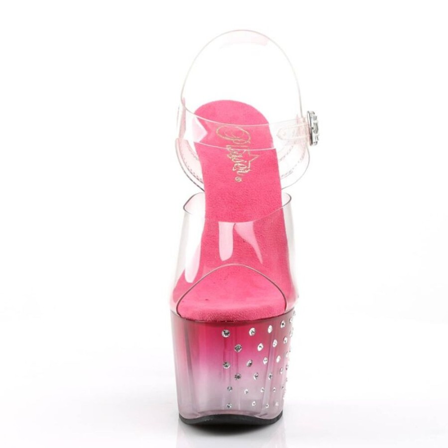 High Heels Pleaser | Pleaser Stardust-708T Plateau Sandaletten Transparent Pink